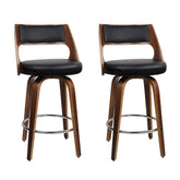 Artiss Set of 2 Wooden Bar Stools PU Leather - Black and Wood