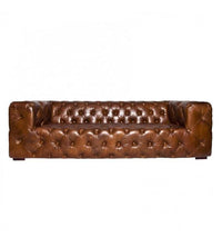 Regal Aviator Aluminium and Brown Chesterfield Lounge - 3 seat (SHIPS IN 1 WEEK)