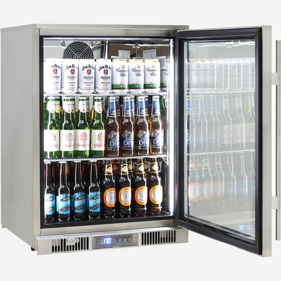 Outdoor Rhino ENVY 1 Door Bar Fridge Coldest Beer 43ºC+ Best Alfresco 316 Stainless Quiet With No Condensation