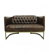 Gatsby Vintage Brown Leather and Iron Lounge – 2 seat