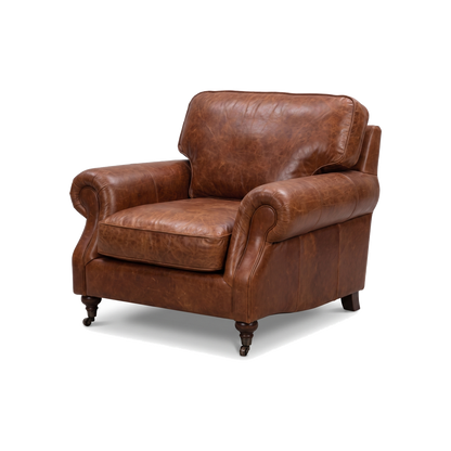 Clancy Rolled-Arm Armchair – Vintage Brown