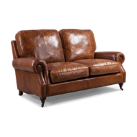 Clancy Rolled-Arm Three-Seat Lounge - Vintage Brown