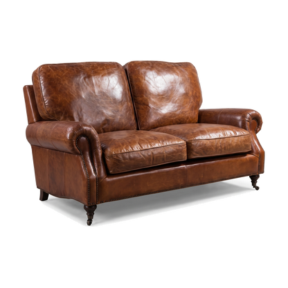 Clancy Rolled-Arm Three-Seat Lounge – Vintage Brown