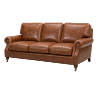 Clancy Rolled-Arm Three-Seat Lounge - Vintage Brown