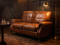 Clancy Rolled-Arm Three-Seat Lounge - Vintage Brown