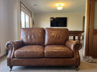 Clancy Rolled-Arm Three-Seat Lounge - Vintage Brown