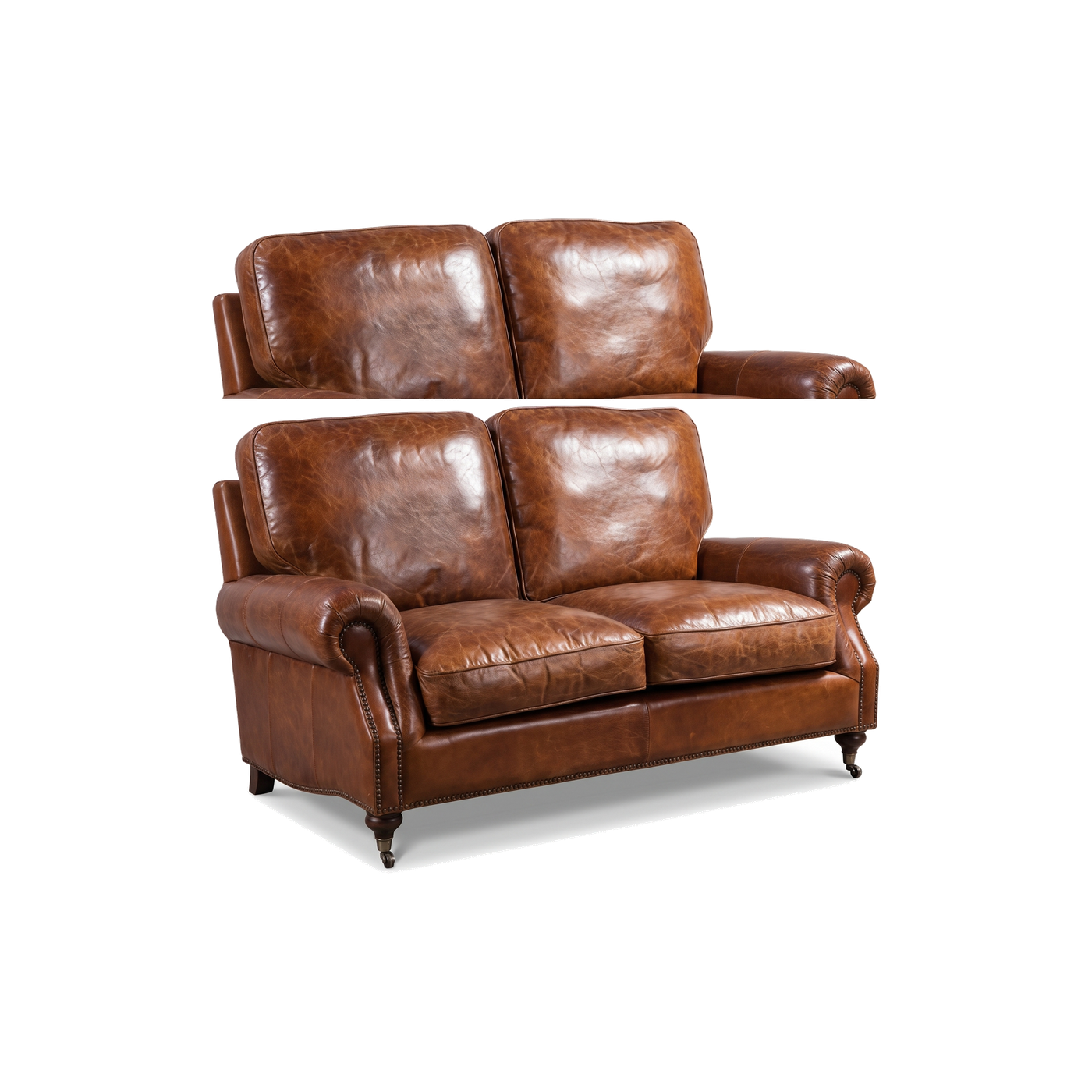 Clancy Rolled-Arm Two-Seat Lounge – Vintage Brown
