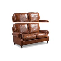 Clancy Rolled-Arm Two-Seat Lounge - Vintage Brown