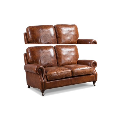 Clancy Rolled-Arm Two-Seat Lounge – Vintage Brown