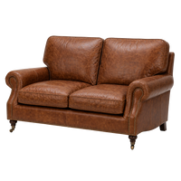 Clancy Rolled-Arm Two-Seat Lounge - Vintage Brown