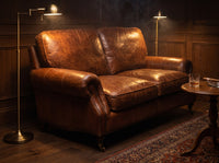 Clancy Rolled-Arm Two-Seat Lounge - Vintage Brown