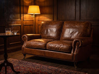 Clancy Rolled-Arm Two-Seat Lounge - Vintage Brown