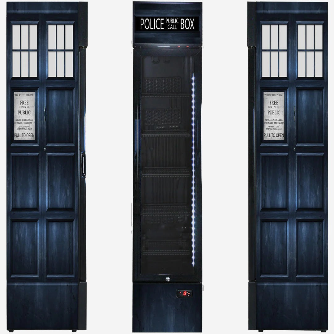 Branded Skinny Upright Bar Fridge With Police Box Design