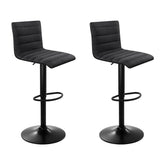 Artiss Set of 2 Faux Linen Bar Stools - Black