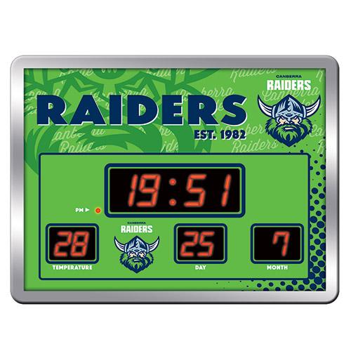 Canberra Raiders SCOREBOARD Digital LED Wall Clock Calendar Temperature Display Sign