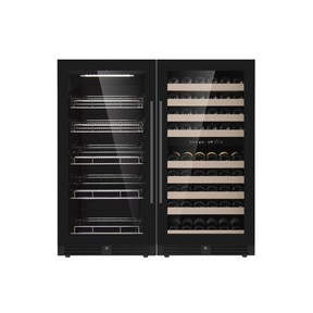 1200mm Height Upright Wine Cooler and Beer Refrigerator Combo With Low-E Glass Borderless Black Glass Door (ON BACKORDER LATE JUNE)