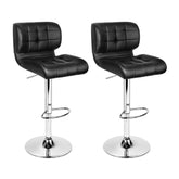 Artiss Set of 2 PU Leather Gas Lift Bar Stools - Black and Chrome