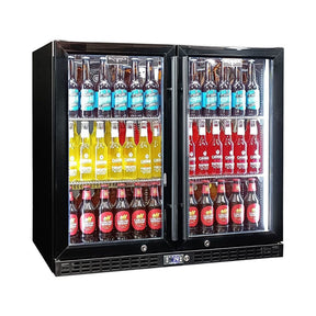 Schmick Twin Door Quiet Running Black Heated Glass Door Bar Fridge Model SK246-B-HD (ON BACKORDER FOR LATE JUNE)