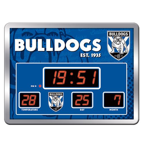 Canterbury Bulldogs SCOREBOARD Digital LED Wall Clock Calendar Temperature Display Sign