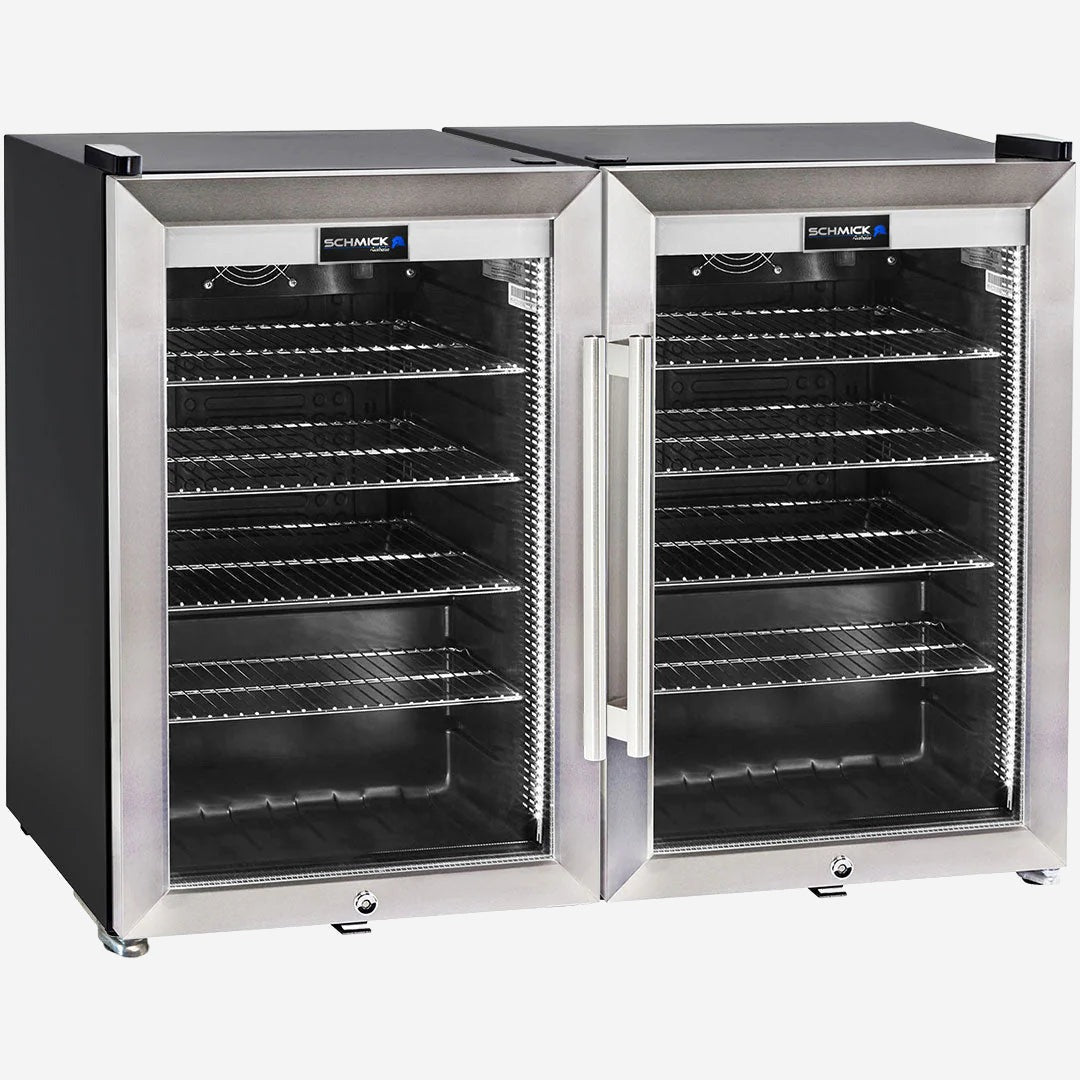 Schmick Tropical Triple Glazed Outdoor 2 Glass Door Alfresco Bar Fridge 140Litre HUS-SC70-SS-COMBO