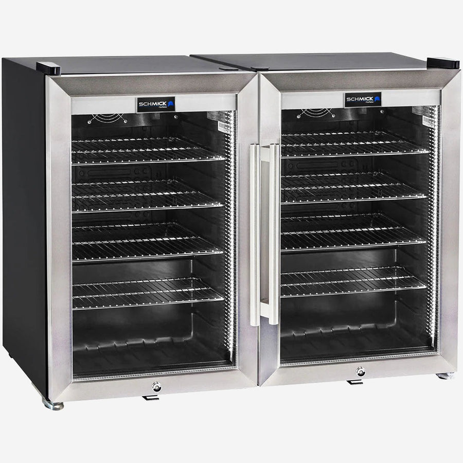 Schmick Tropical Triple Glazed Outdoor 2 Glass Door Alfresco Bar Fridge 140Litre HUS-SC70-SS-COMBO