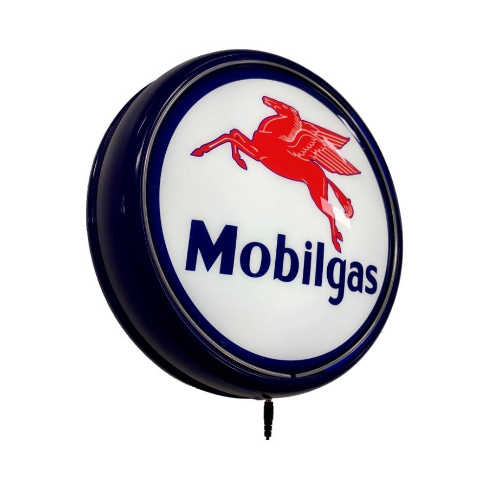 Mobilgas Mobil Fuel Petrol Bar Lighting Wall Sign Light Button Blue