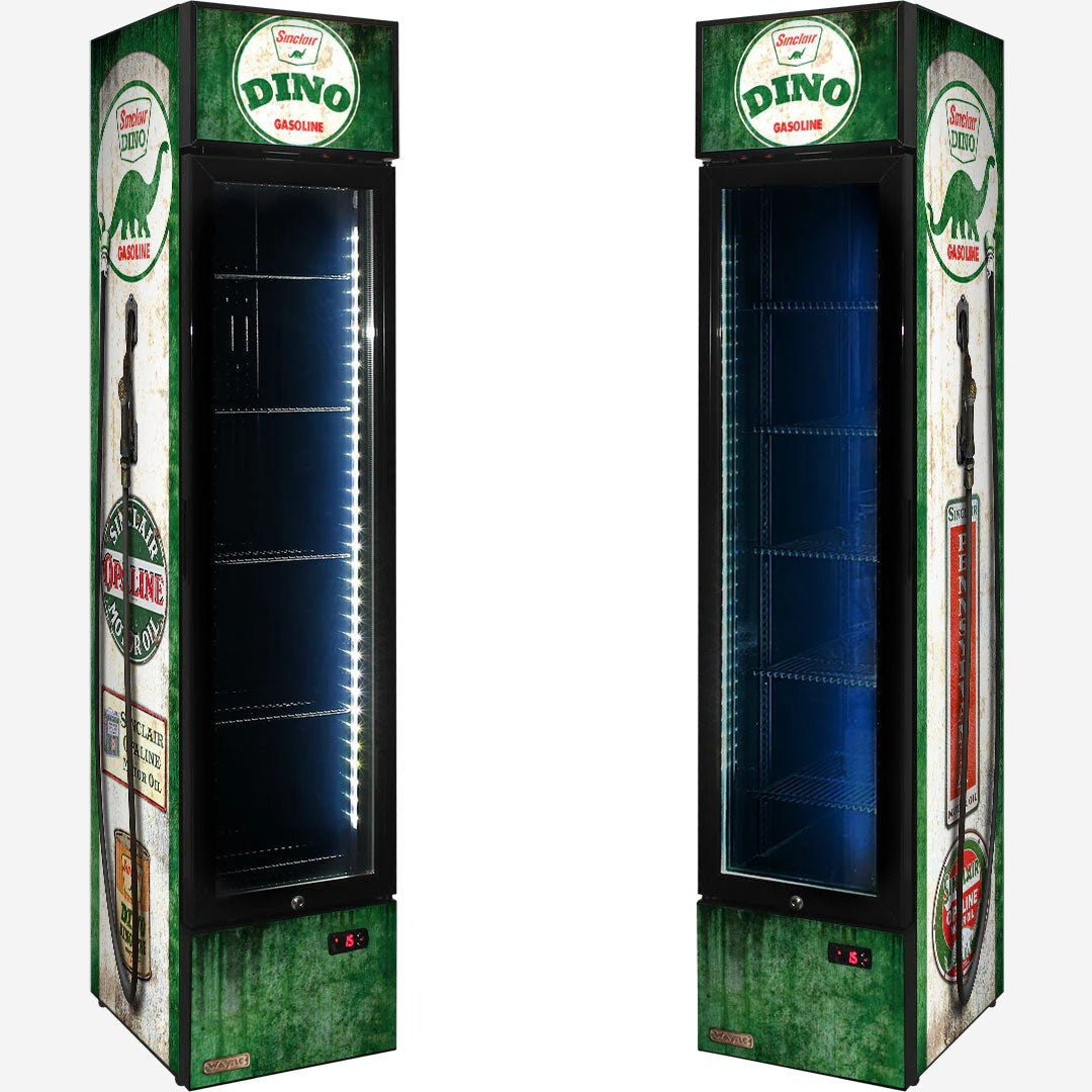 Dino - Fuel Pump Branded Skinny Upright Bar Fridge
