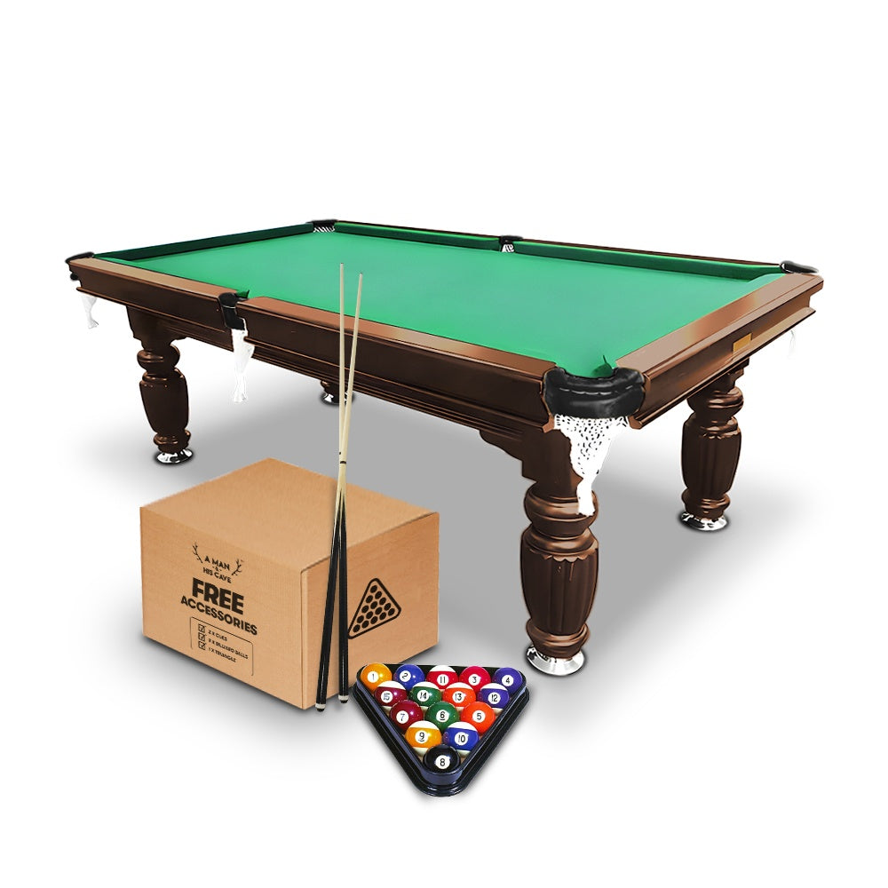 Solid Oak 7ft Slate Pool Table - Walnut Frame/Green Felt [ON BACKORDER FOR LATE AUG]