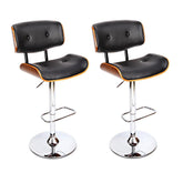 Artiss Set of 2 Wooden Gas Lift Bar Stools - Black and Chrome