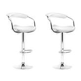 Artiss Set of 2 PU Leather Bar Stools- Chrome and White