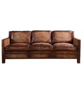 Scabrous Distressed Brown Leather Lounge – 3 seat