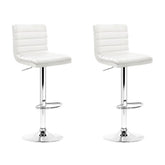 Artiss Set of 2 PU Leather Bar Stools Padded Line Style - White