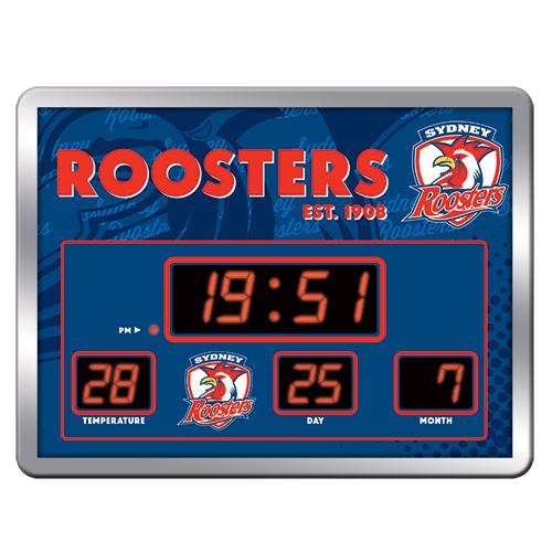 Sydney Roosters SCOREBOARD Digital LED Wall Clock Calendar Temperature Display Sign