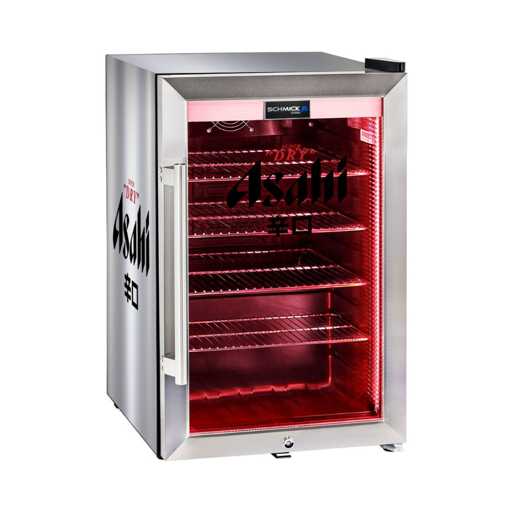 Asahi branded bar fridge, Great gift idea! Great Entertaining Room Or Man Cave Item - Model SC70-SS-R-ASAHI 