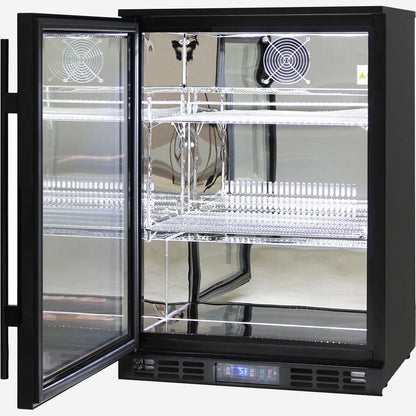 Black Commercial Glass 1 Door Bar Fridge Energy Efficient LG Compressor