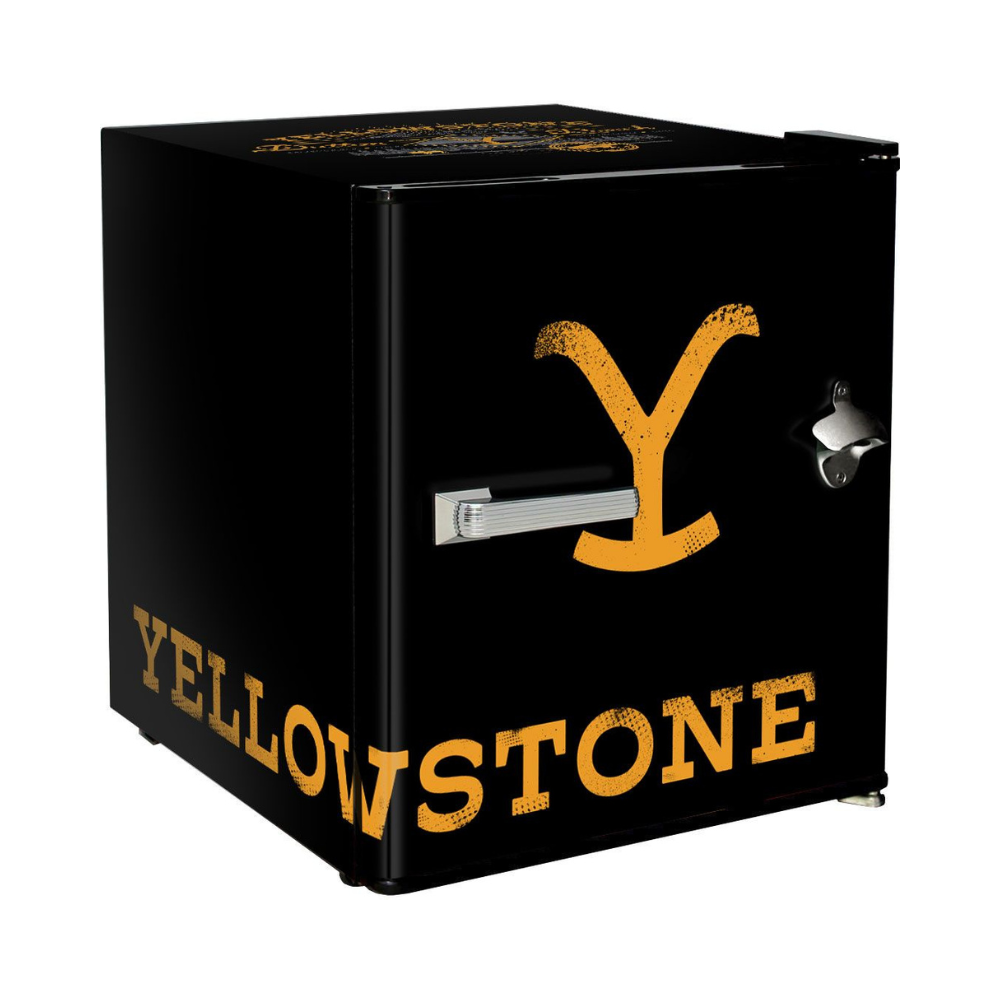 Yellowstone Retro Black Small Vintage Mini Bar Fridge 46 Litre With Opener