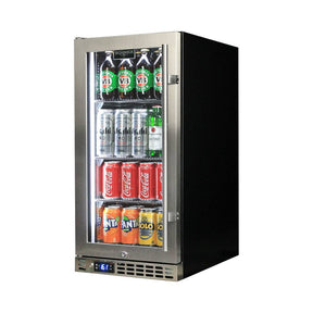 Schmick Stainless Quiet Running Front Venting Under Bench Heated Glass Door Bar Fridge Model SK92L-HD