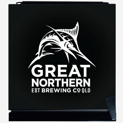 Great Northern Super Crisp Branded Glass Door Bar Fridge With Cool Frosted Door Logo