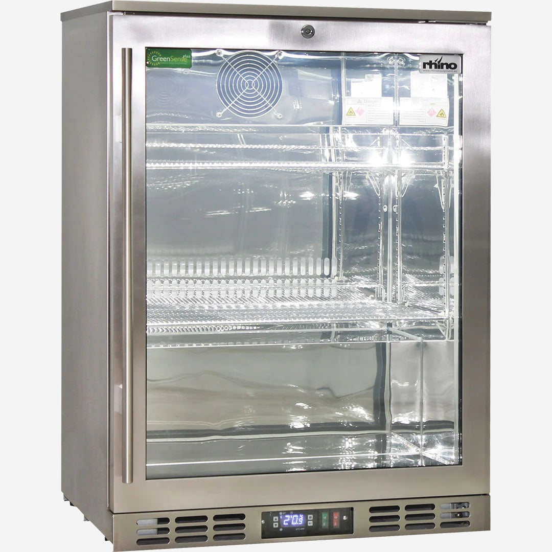 Rhino Stainless Steel 1 Heated Glass Door Bar Fridge With LG Compressor