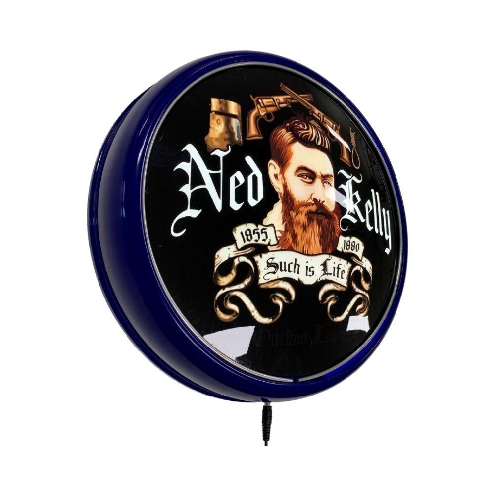 Ned Kelly Such is Life LED Bar Lighting Wall Sign Light Button Blue