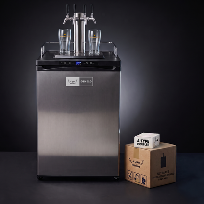 GEN 2.0 Kegerator Quadruple Tap with free Headmaster glasses, A-Type coupler and cleaning package