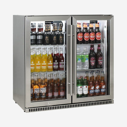 Schmick Stainless Bar Fridge 2 Door With Heated Glass and Triple Glazing Model SK190-SS