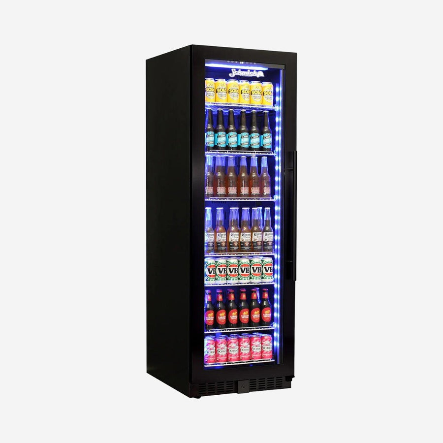 Schmick Black Upright Glass Door Drinks Refrigerator Model BD425B-B Left Hinged - Model BD425B-B