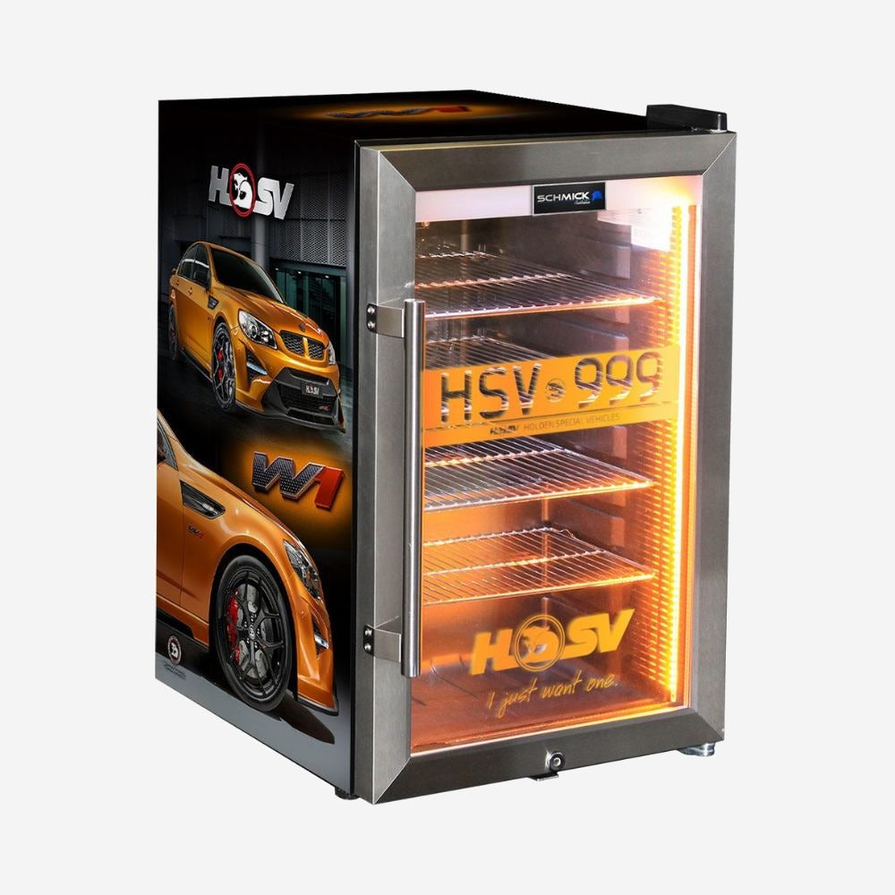 HSV GTSR W1 branded bar fridge. Great gift idea! Add You Own Number Plate To Door! HUS-SC70-SS-GTSR-W1