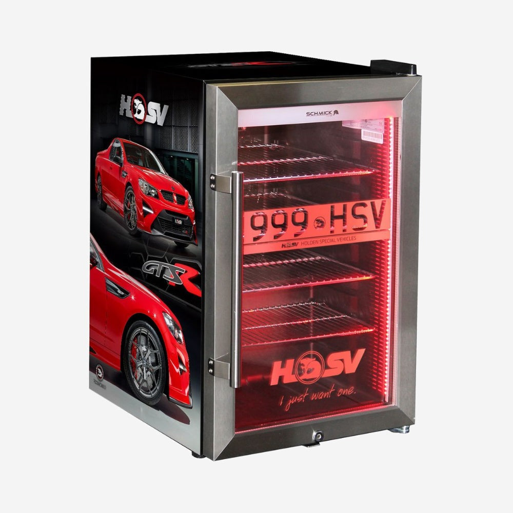 HSV GTSR Maloo branded bar fridge. Great gift idea! Add You Own Number Plate To Door! HUS-SC70-SS-GTSR-Maloo