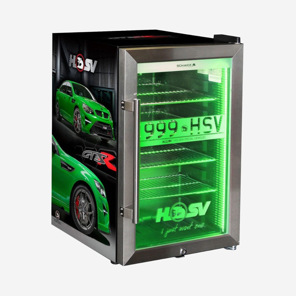 HSV GTSR branded bar fridge. Great gift idea! Add You Own Number Plate To Door! HUS-SC70-SS-GTSR