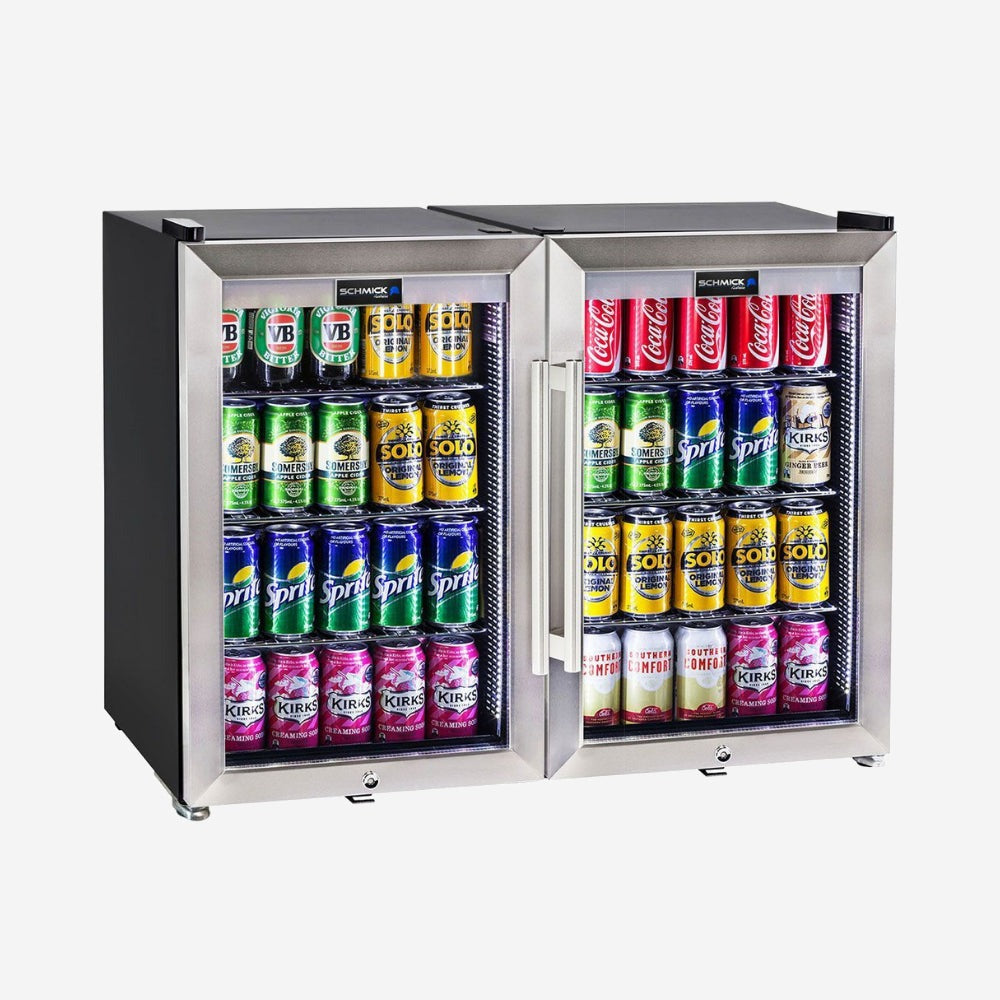 Schmick Tropical Triple Glazed Outdoor 2 Glass Door Alfresco Bar Fridge 140Litre HUS-SC70-SS-COMBO