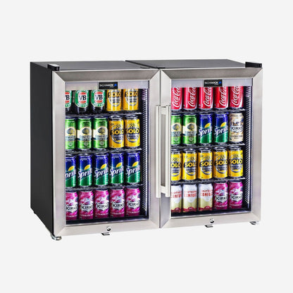 Schmick Tropical Triple Glazed Outdoor 2 Glass Door Alfresco Bar Fridge 140Litre HUS-SC70-SS-COMBO