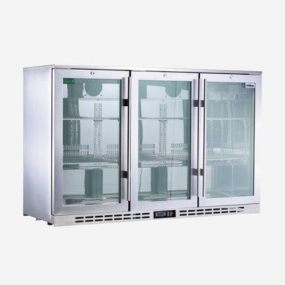 Rhino Stainless Steel 3 Door Heated Glass Bar Fridge Model SG3H-HD