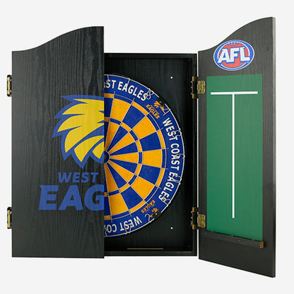 West Coast Eagles AFL Dart Board and Cabinet Set